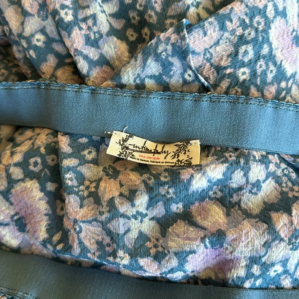 NWOT FREE PEOPLE ROMANCE ME TIERED MAXI Midi SKIRT Blue Medium - Image 6