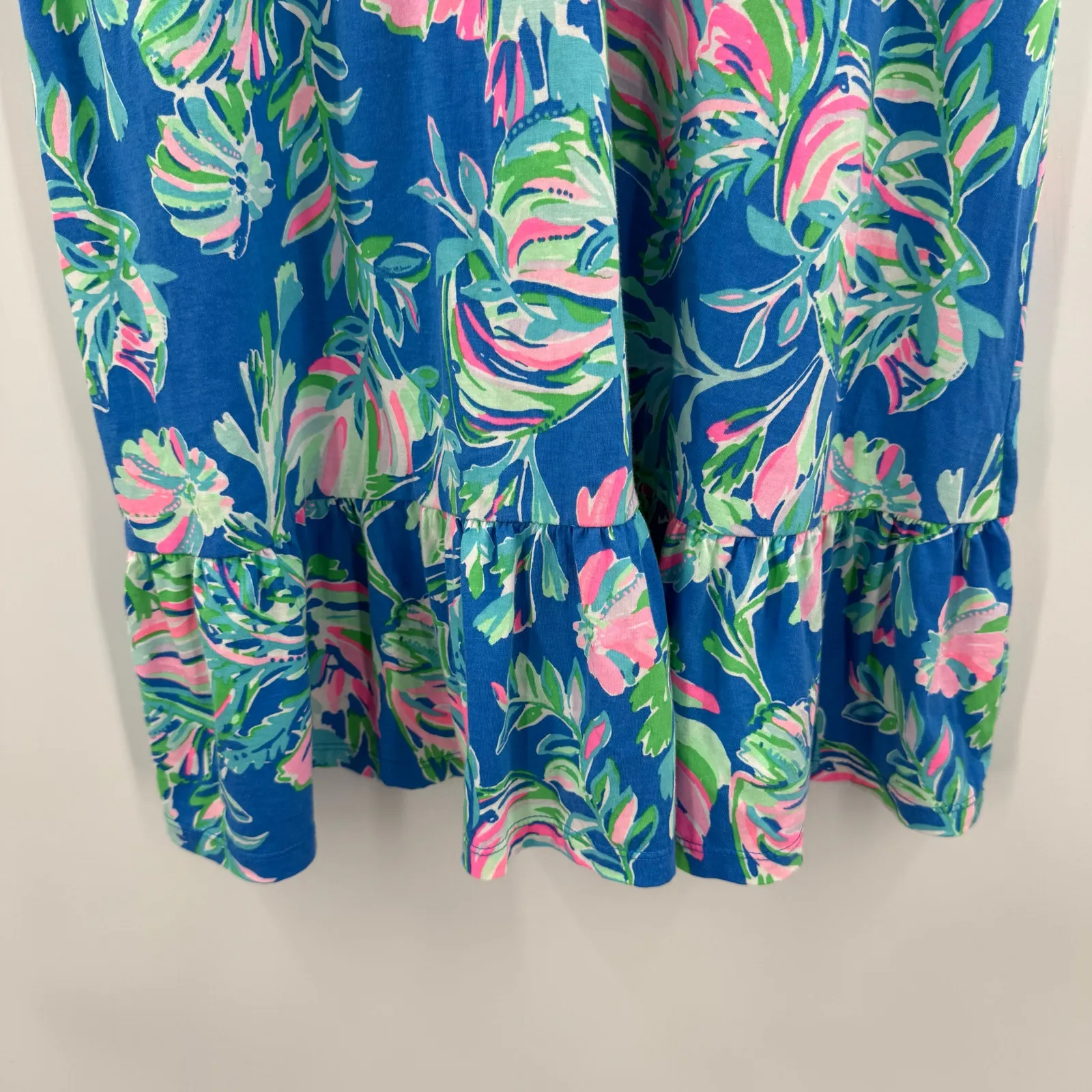 Lilly Pulitzer Camilla Swing Dress Size Medium Blue Flare Fancy Fins Pom Pom - Image 10