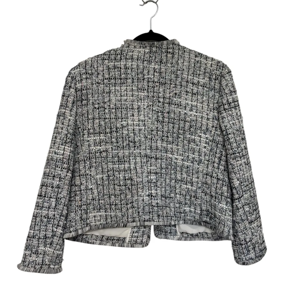 NWT Ann Taylor Grid Fringe Tweed Open Jacket - Size 12 - Image 5