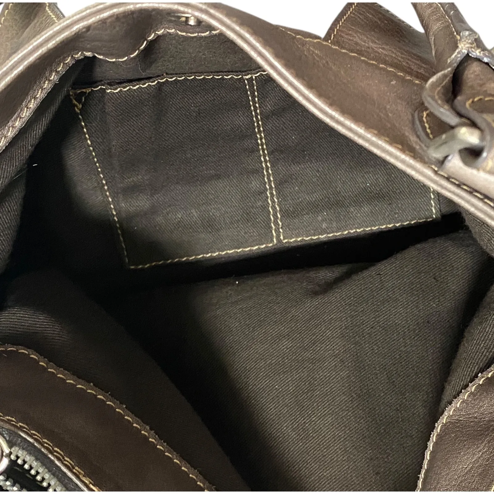 Sundance Leather Shoulder Bag Taupe Hobo Purse Made in Italy Pockets Boho - Image 6