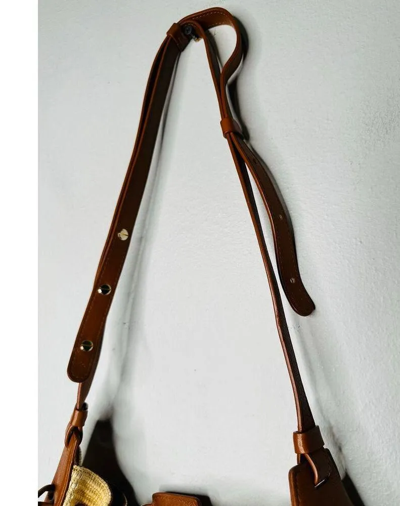 MANSUR GAVRIEL Brown Woven Straw Drawstring Closure Tassel Lilium Bag - Image 5