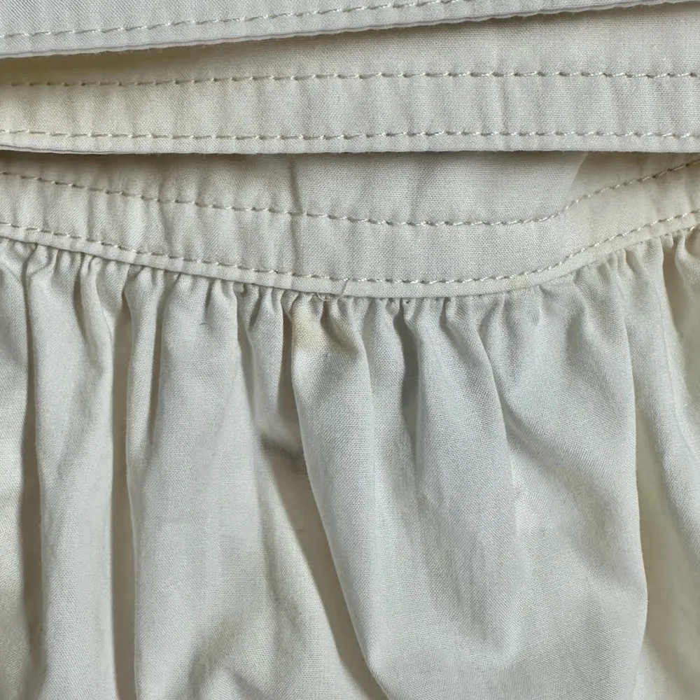 Unsubscribed Cream Mini Belted Cotton Skirt with Pleated A - Image 7
