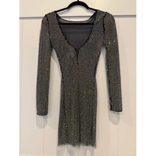 NWOT Dress The Population Black Rhinestone‎ Long Sleeve Mini Dress - Image 6