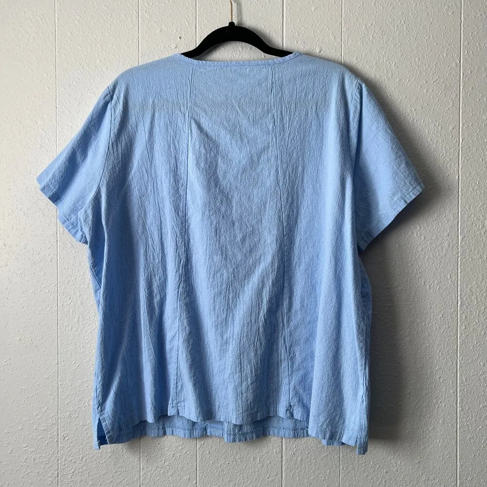 Floral Lightweight Top Womens 2X Summer Casual Beachy Contemporary Feminine Blue - Image 4