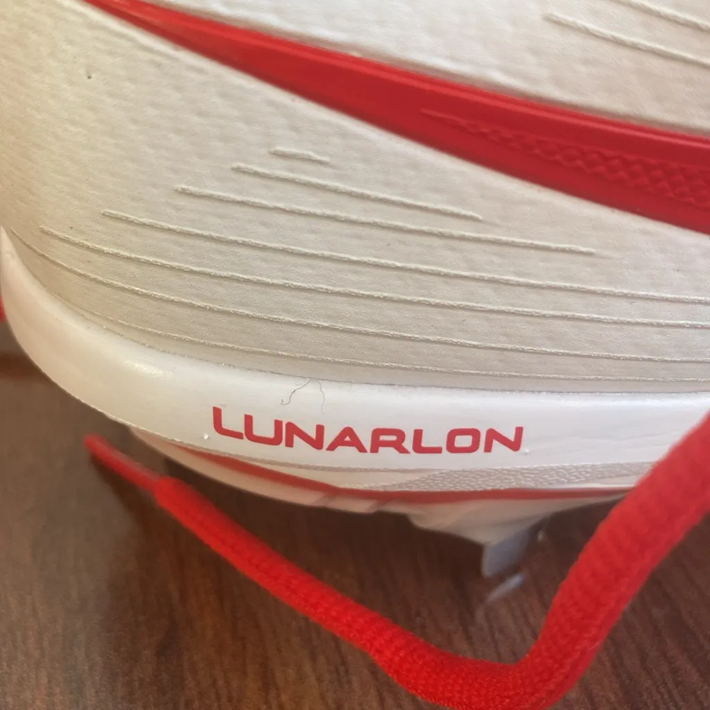 Nike Softball Metal Cleats Lunar Hyperdiamond 3 Pro White and Red - Image 10