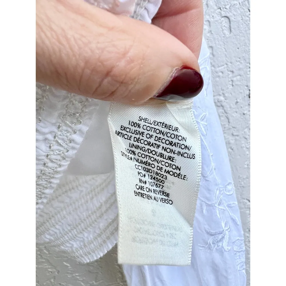 Alice + Olivia Onella Embroidered Button Front Blouse Off White Women's Size XS - Image 9