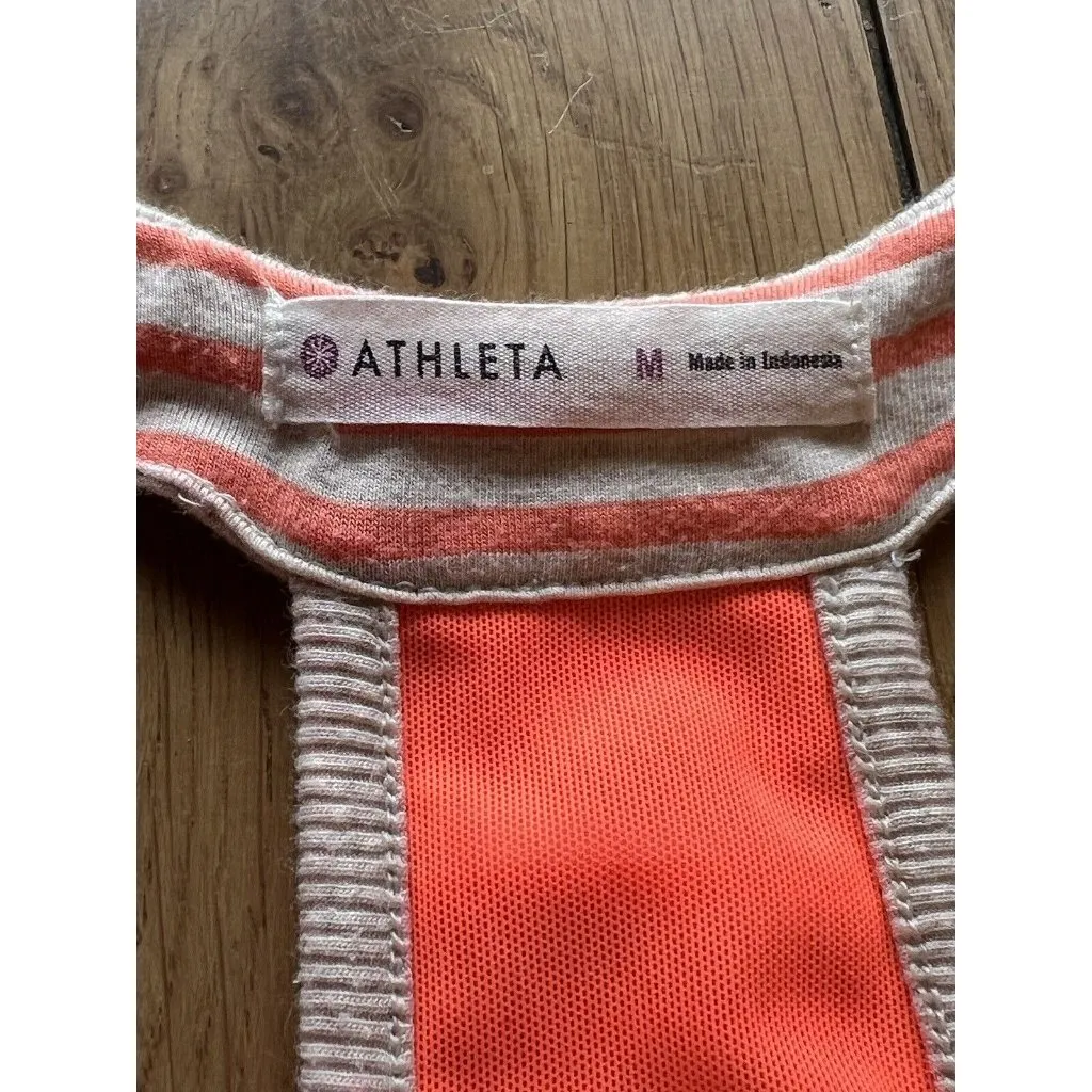 Athleta Ember Racer Back Midi Dress‎ Women’s Size Medium Orange Stripe Athletic - Image 3