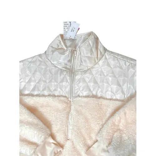 Lularoe Cream High Pile Fleece Pullover Jacket LARGE‎ Plush Cozy Outdoor Quilted - Image 4
