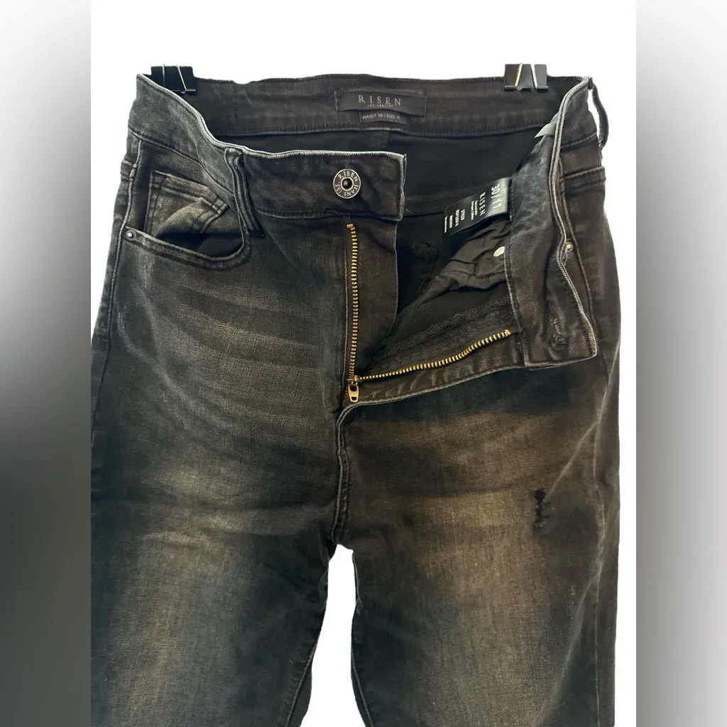 Risen Los Angeles Black Distressed Skinny Jeans Size 11/30 High Rise Stretch - Image 3
