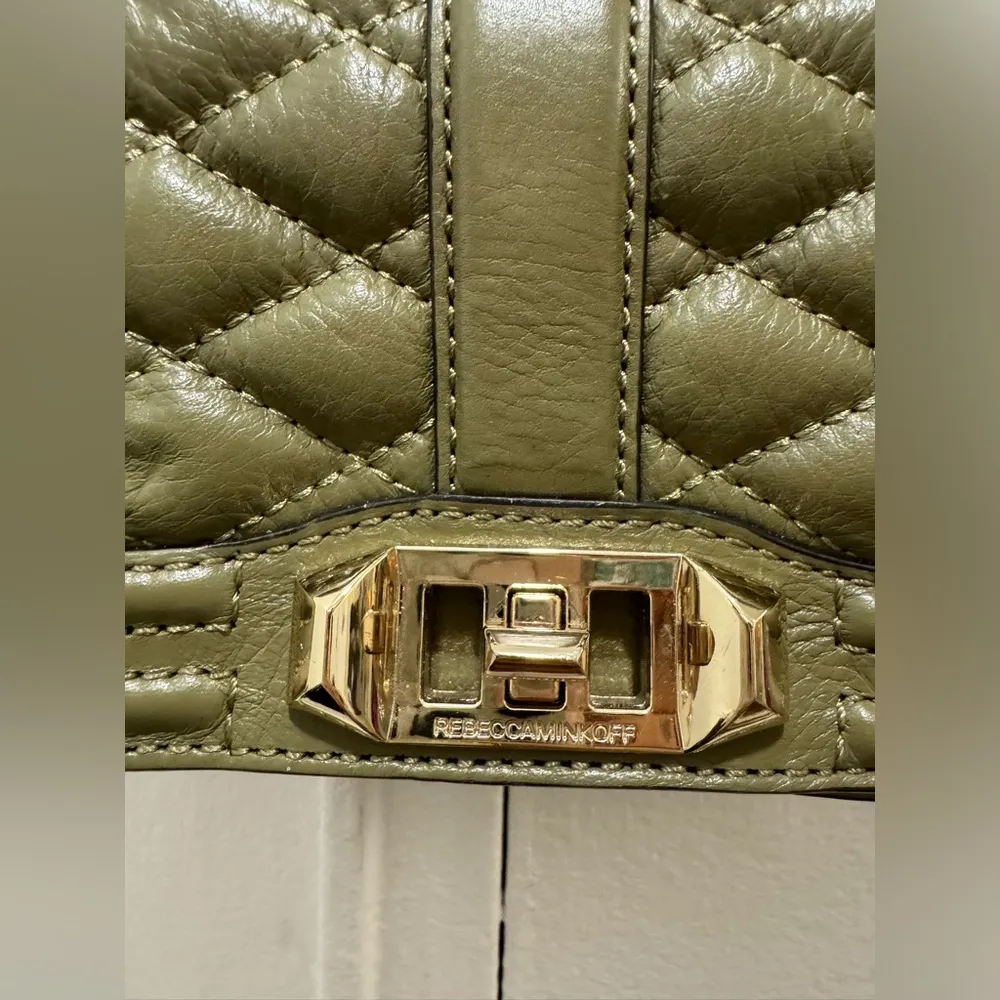 Rebecca Minkoff Mini Love Cross Body Bag in Olive with Gold Chain Blogger Fall - Image 7
