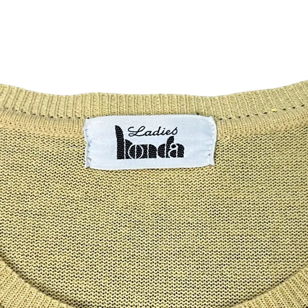 Vintage 90s Sunflower Embellished Yellow Shimmer Baby Tee Short Sleeve sz M / L Size M - Image 2