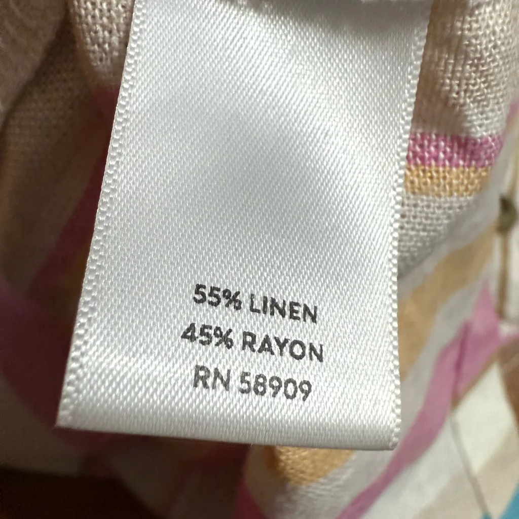 Pastel Striped Linen Blend Sleeveless Dress Summer Beach Vacation Outfit Sz 2XL - Image 5