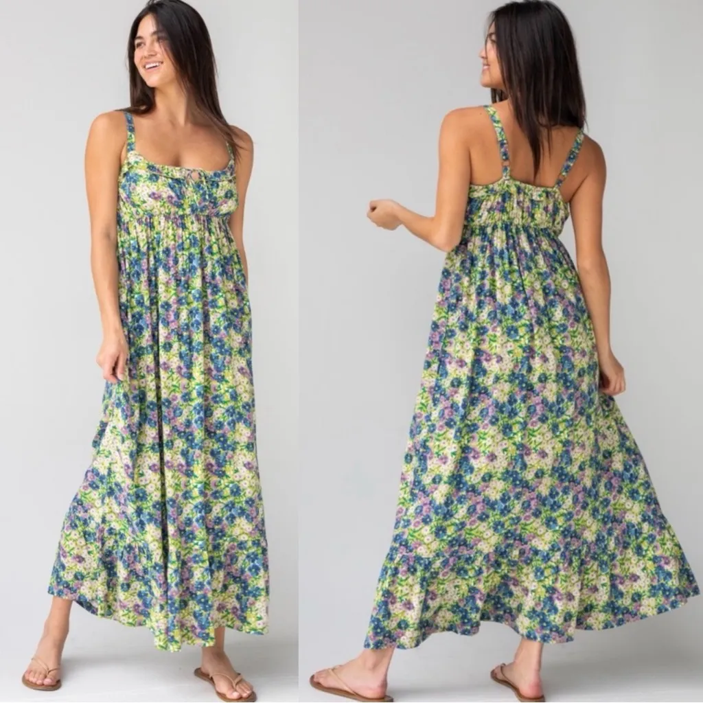 Natural Life Bohemian Retro 70s Floral Child Elizabeth Maxi Dress Sundress Small - Image 2