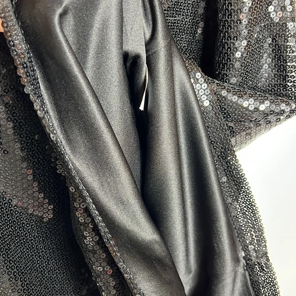 Cynthia Rowley Solid Black Sequin Cocktail Party Dress - Image 7