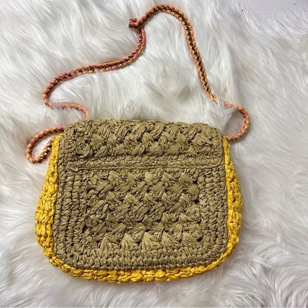 J Crew Raffia Multi Color Crossbody Bag - Tropical Vacation Perfect Purse!! - Image 3