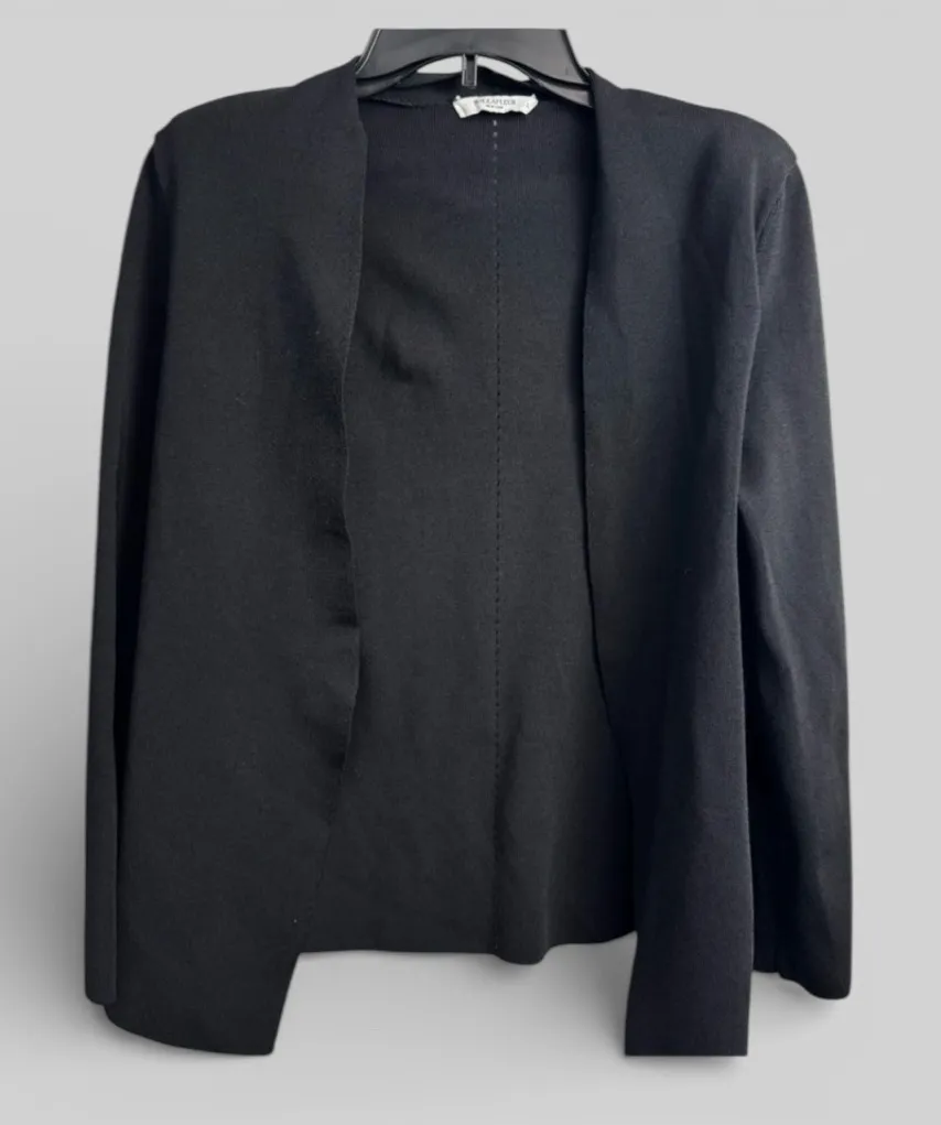 MM Lafleur open front black cardigan viscose blend large capsule old money - Image 1