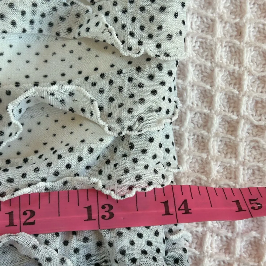 Charlotte russe early 2000s strapless polka dot ruffle romper floral pin NWT M - Image 8