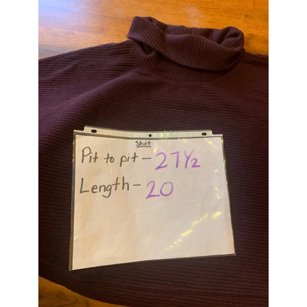 90 degree Top XL Maroon Burgundy Turtleneck Crop Drop Shoulder Stripe Texture - Image 6