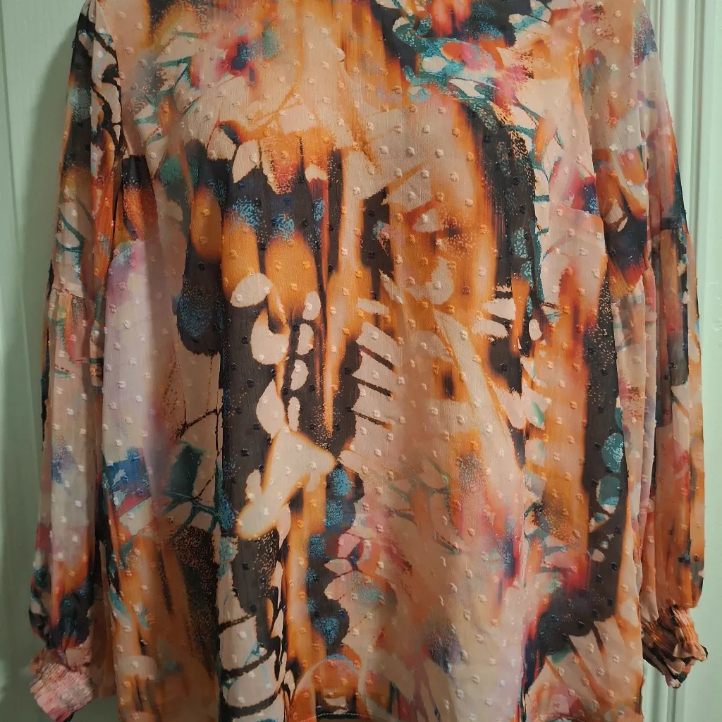 Torrid 2 Sz Multicolor Abstract Print Women's Top Orange - Image 7