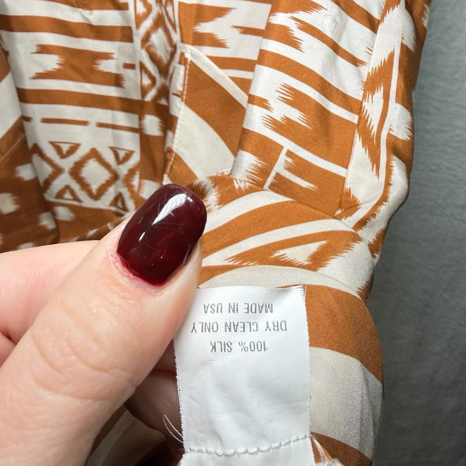 Amanda Uprichard 100% Silk Tan Gold White Flutter Sleeve Mini Dress Women Petite - Image 4