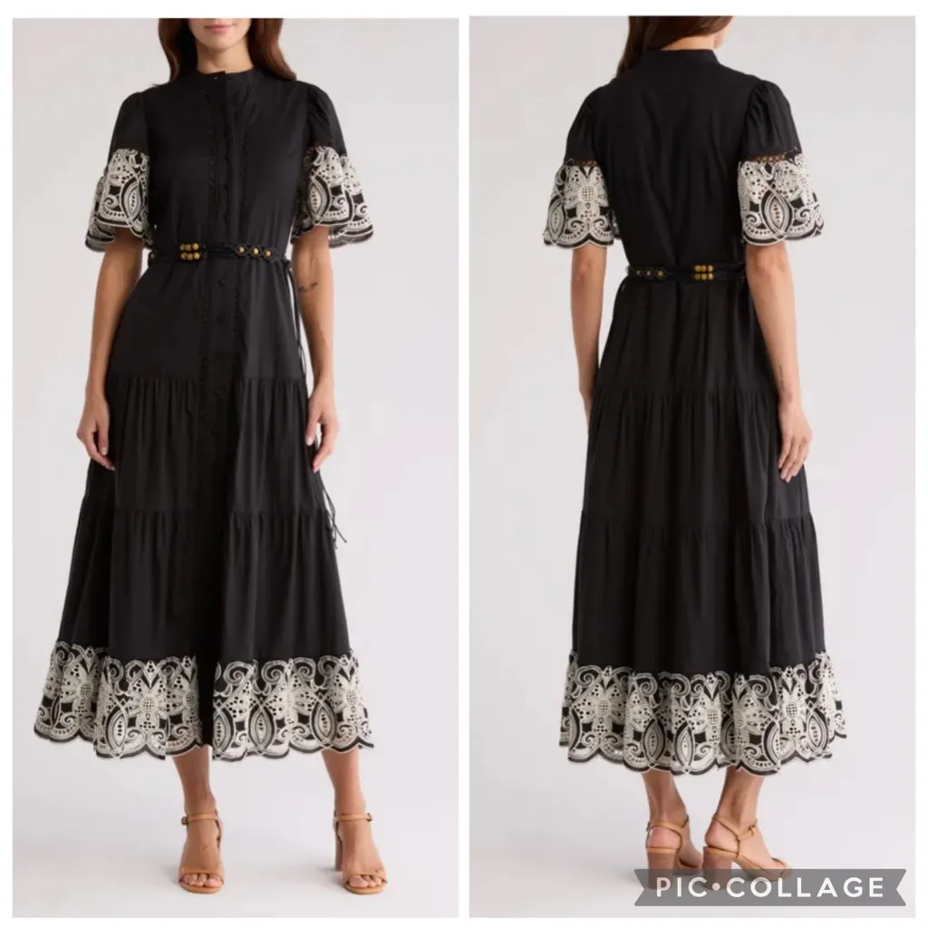 Love By Design‎ Southampton Embroidered Maxi Dress Black Gardenia M - Image 2