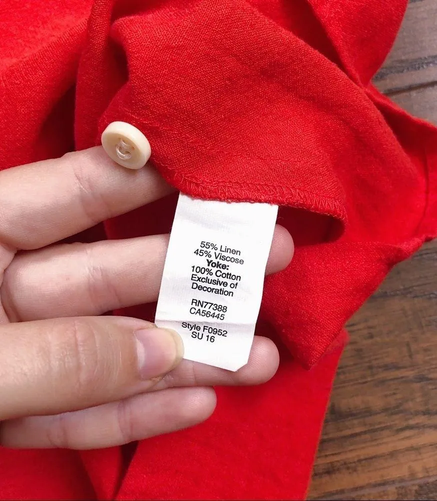 Madewell • Daybreak eyelet dress linen shift mini peasant boho Tropical Coral - Image 10