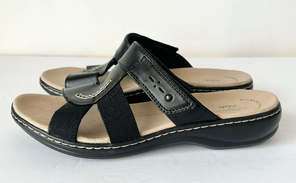 NEW Clarks Leisa Emily leather slip on sandals black 9 - Image 3