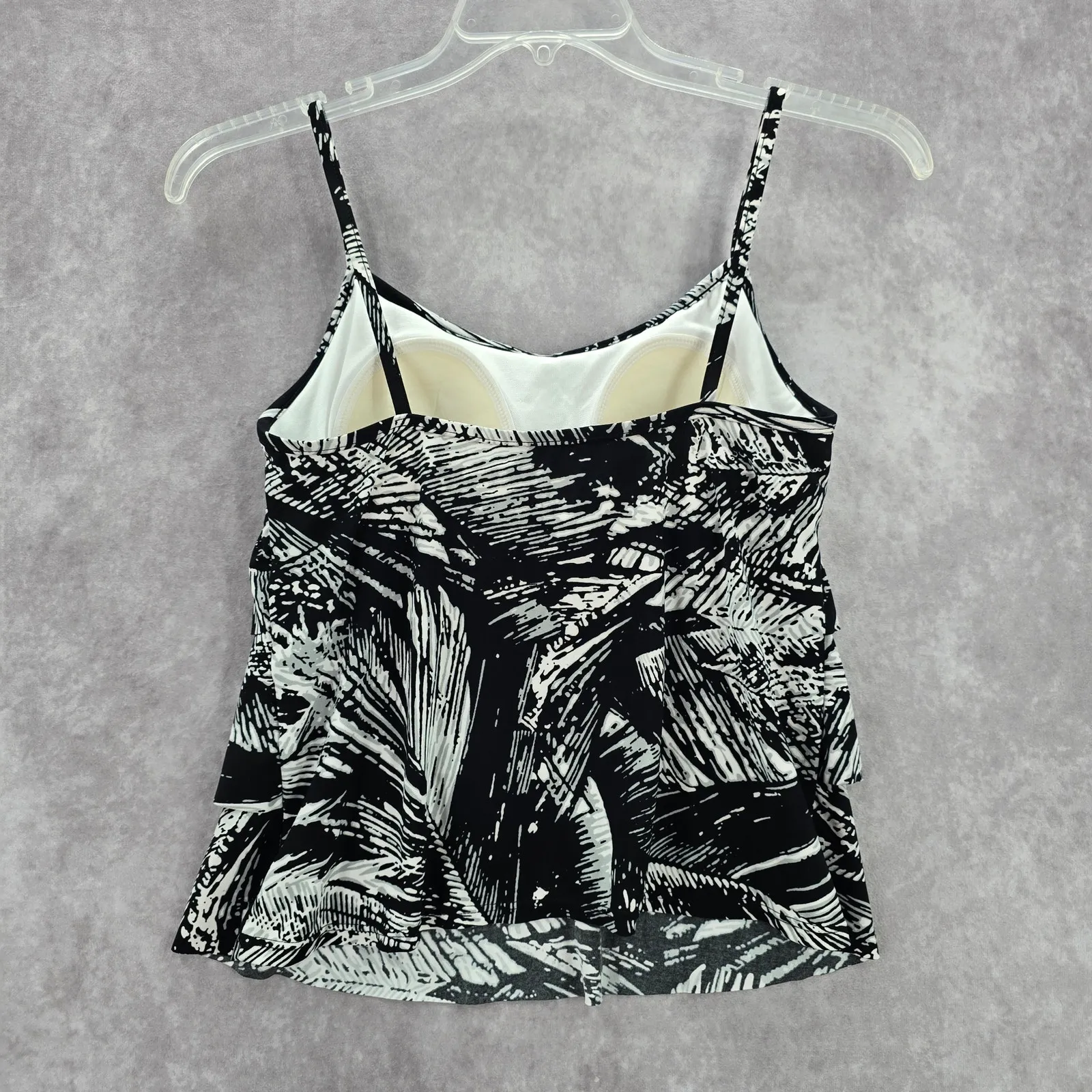 Jamaica Bay Black Ruffle Floral Padded Swimwear Tankini‎ Tank Top Medium M 10 - Image 2