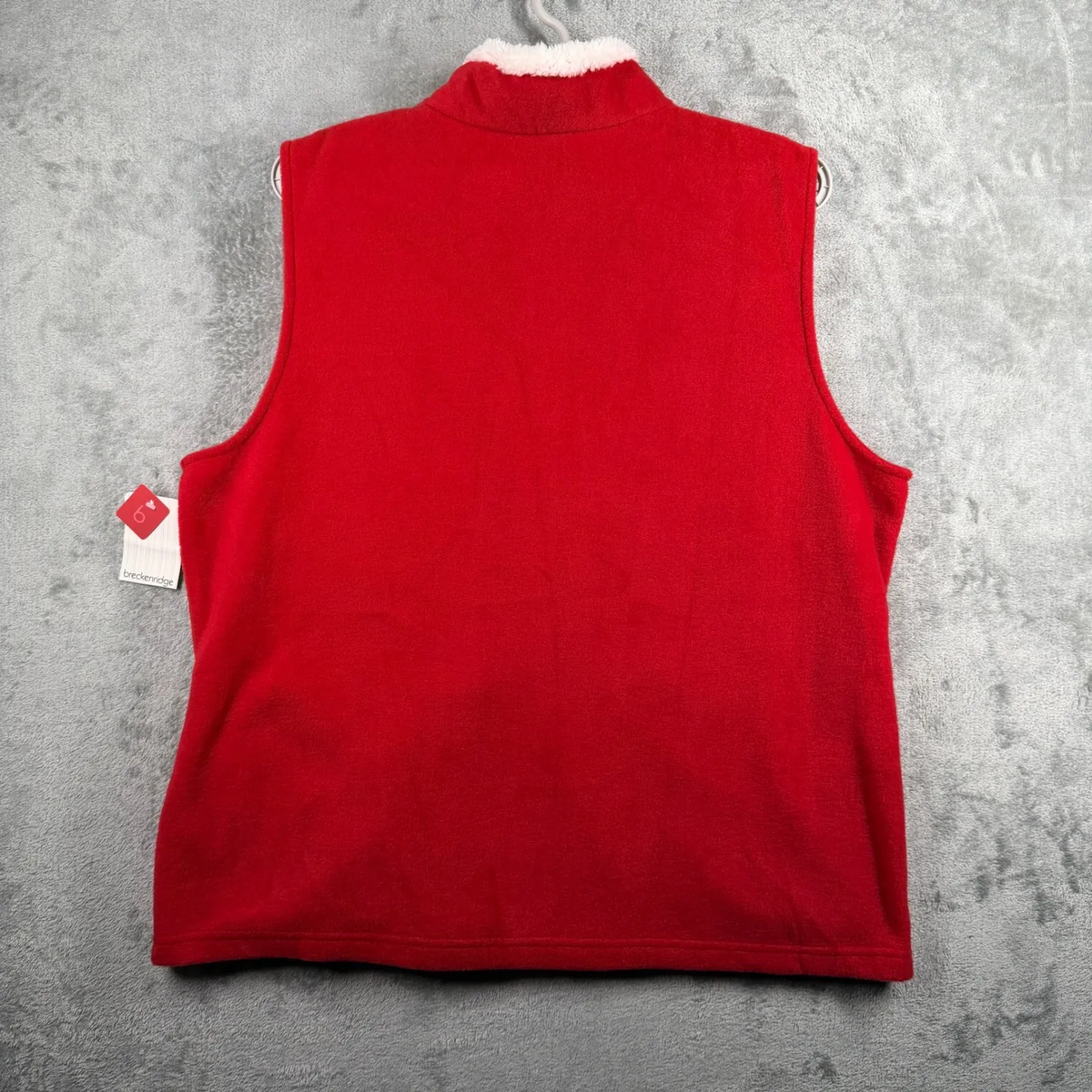 Breckenridge XL Red Fleece Vest Snowflake Embroidered Holiday Christmas Winter - Image 4