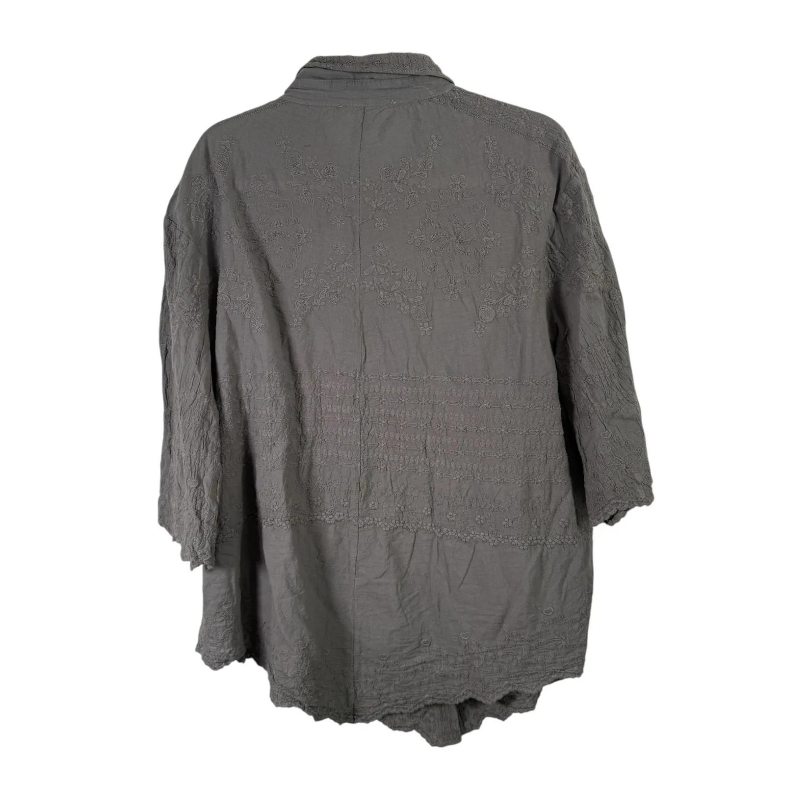 Solitaire Floral Embroidered Button Up Blouse Green Boho Womens Plus 2x - Image 7