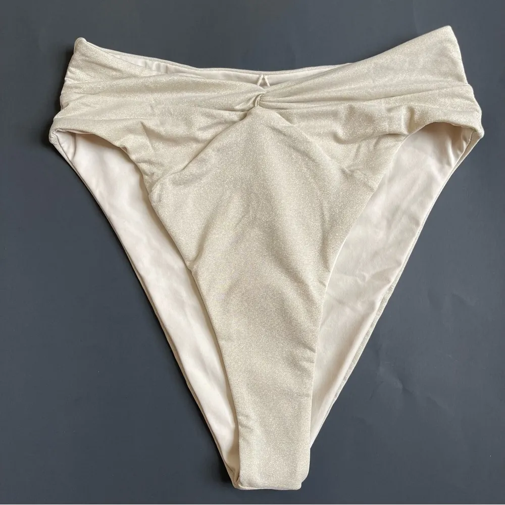 L*Space Shimmer Nancy Lee Bitsy Bikini Swim Bottom Women’s Size S Bone Color - Image 4