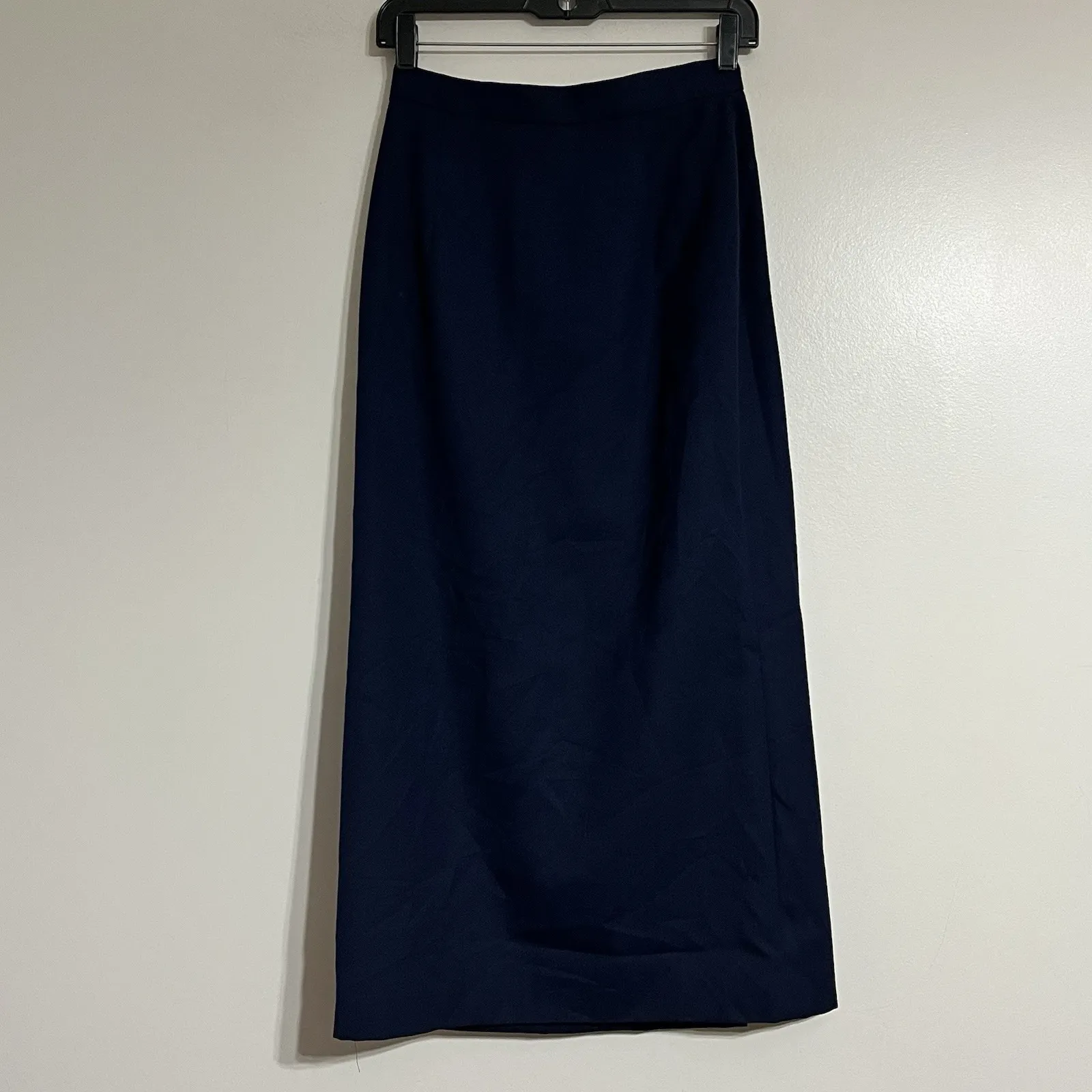Vintage Women's Career Essentials 100% Wool Navy Blue Midi Wrap Skirt Size 6 - Image 7