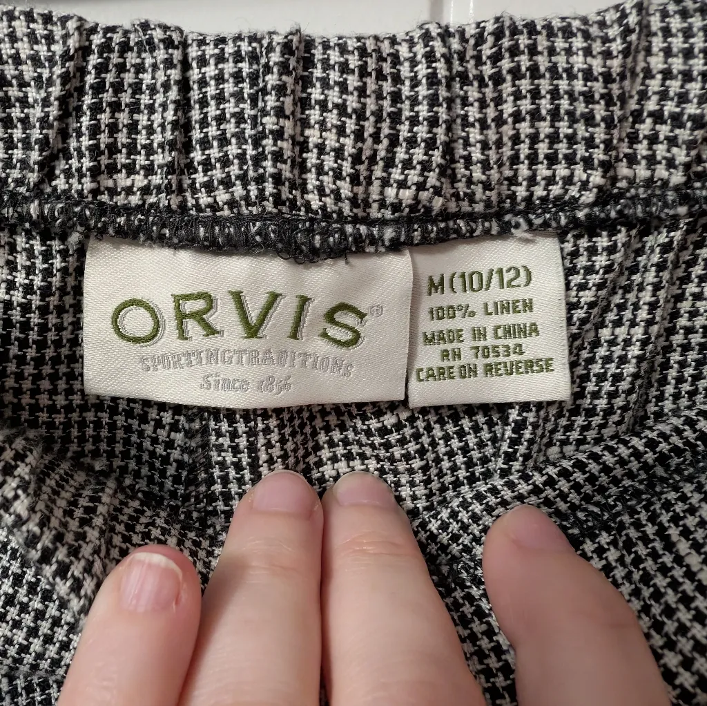 Vintage Orvis Linen 2 Piece Sleepwear Set Women's Medium Black/White - Image 4