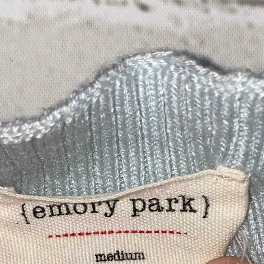 Emory Park Robin Egg Blue Ribbed Cropped Capped Shoulder Sweater - Image 3