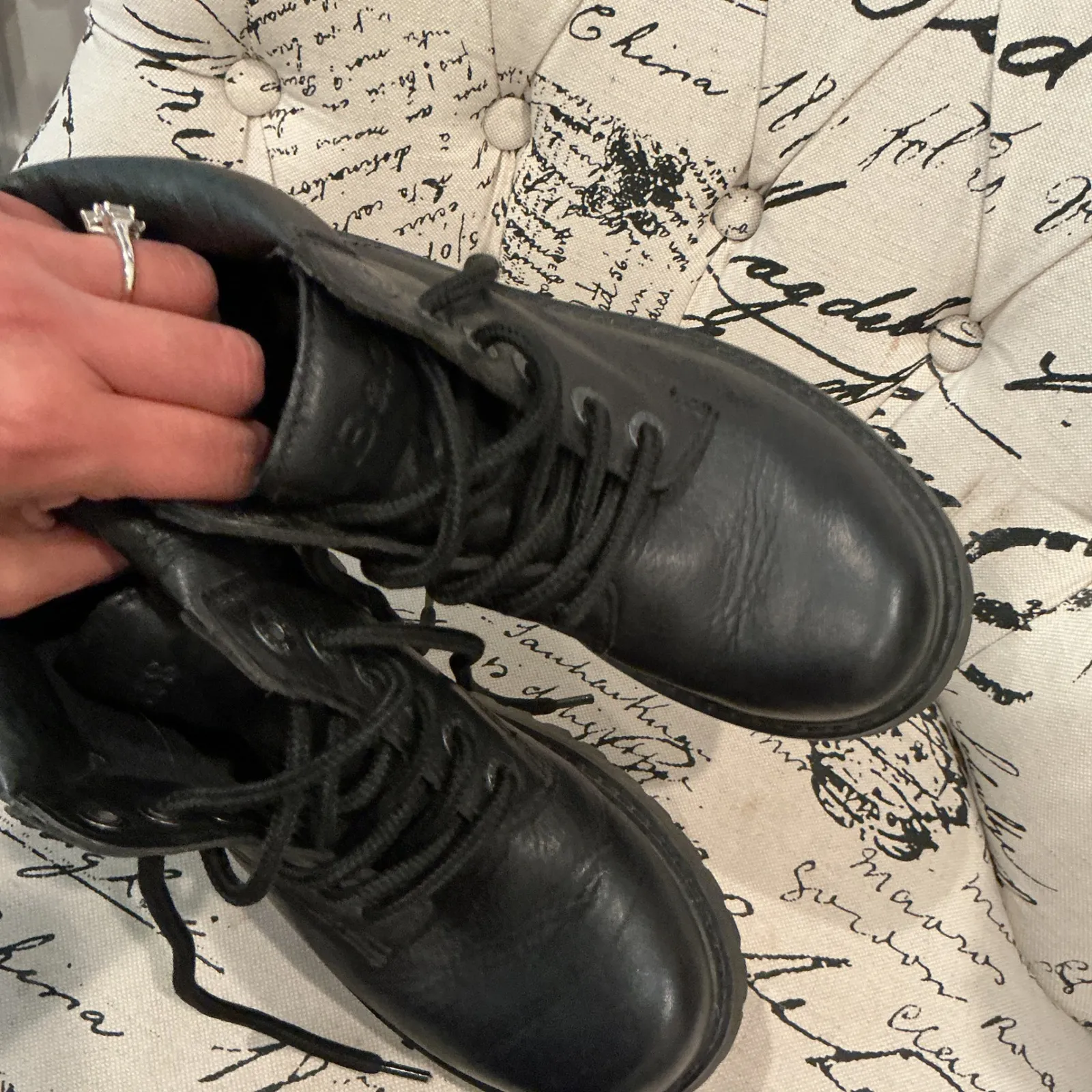 Bass Waterproof Leather Combat Boots Black Lace Up Mens 6.5 M - Image 7