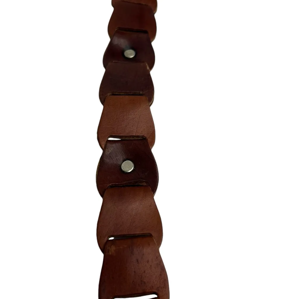 AMIEE LYNN Brown Leather Belt Size Small Adjustable Decrative Bronze Buckle - Image 8