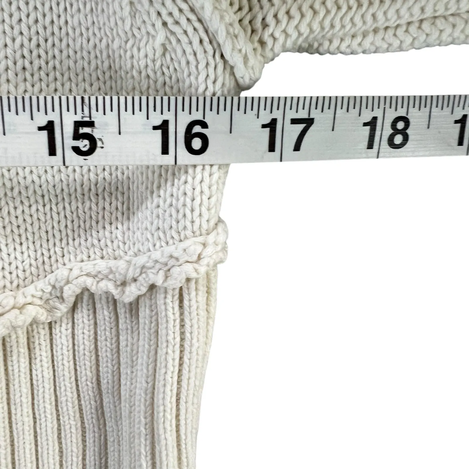 DKNY Y2K Sweater Jacket Womens M Cream Ribbed Full Zip Turtle Neck Classic Retro - Image 9