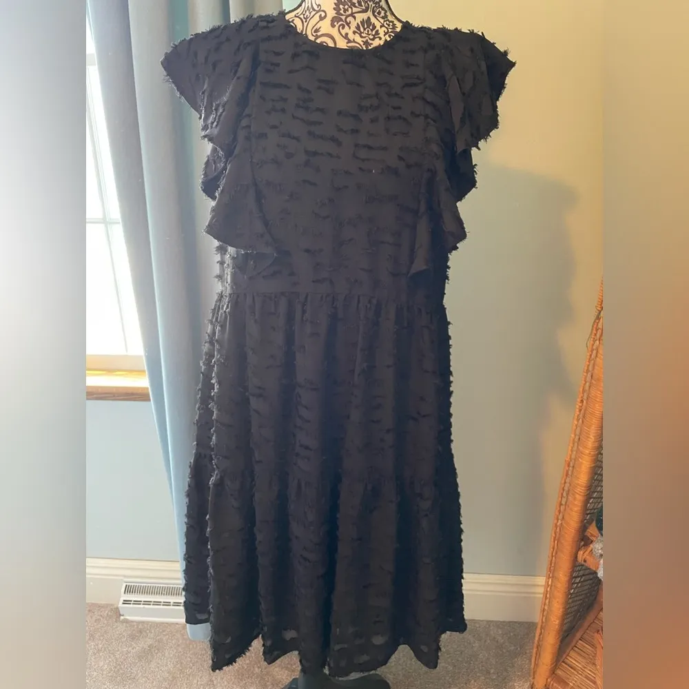 Crosby By Mollie Burch Black Ruffle Sleeveless Party Dress Size L - Image 11