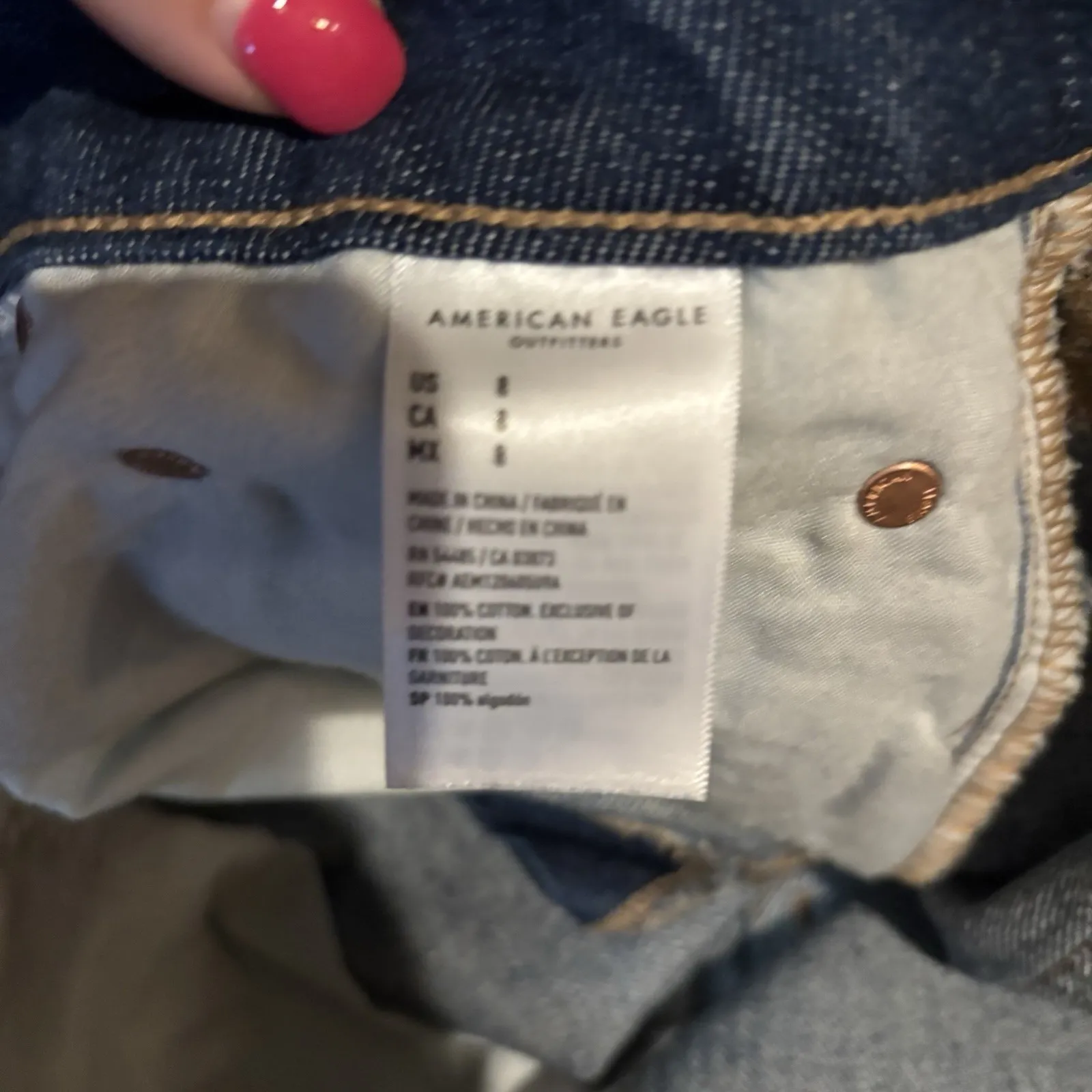 American Eagle‎ Y2K Low-Rise Maxi  Jean Skirt Sz  8 Medium Wash Grunge Denim - Image 5