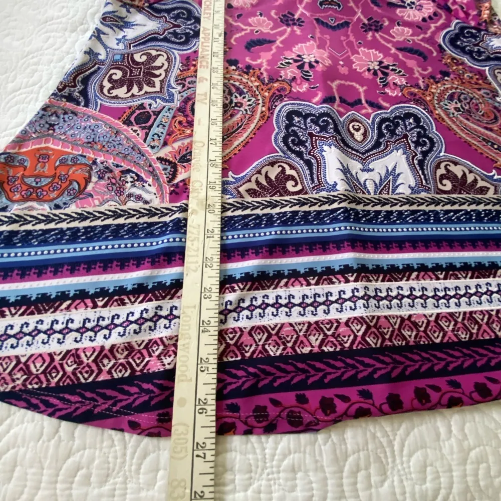 New Directions Boho Chic Top, Art to Wear Bright Pink, Blue and White Size PXL - Image 13