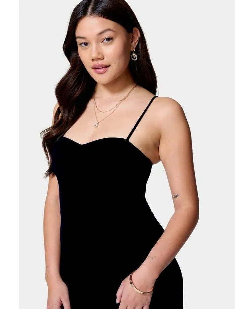 Bebe Black Bebe Open Leg Slits Scuba Jumpsuit Large NWT - Image 4