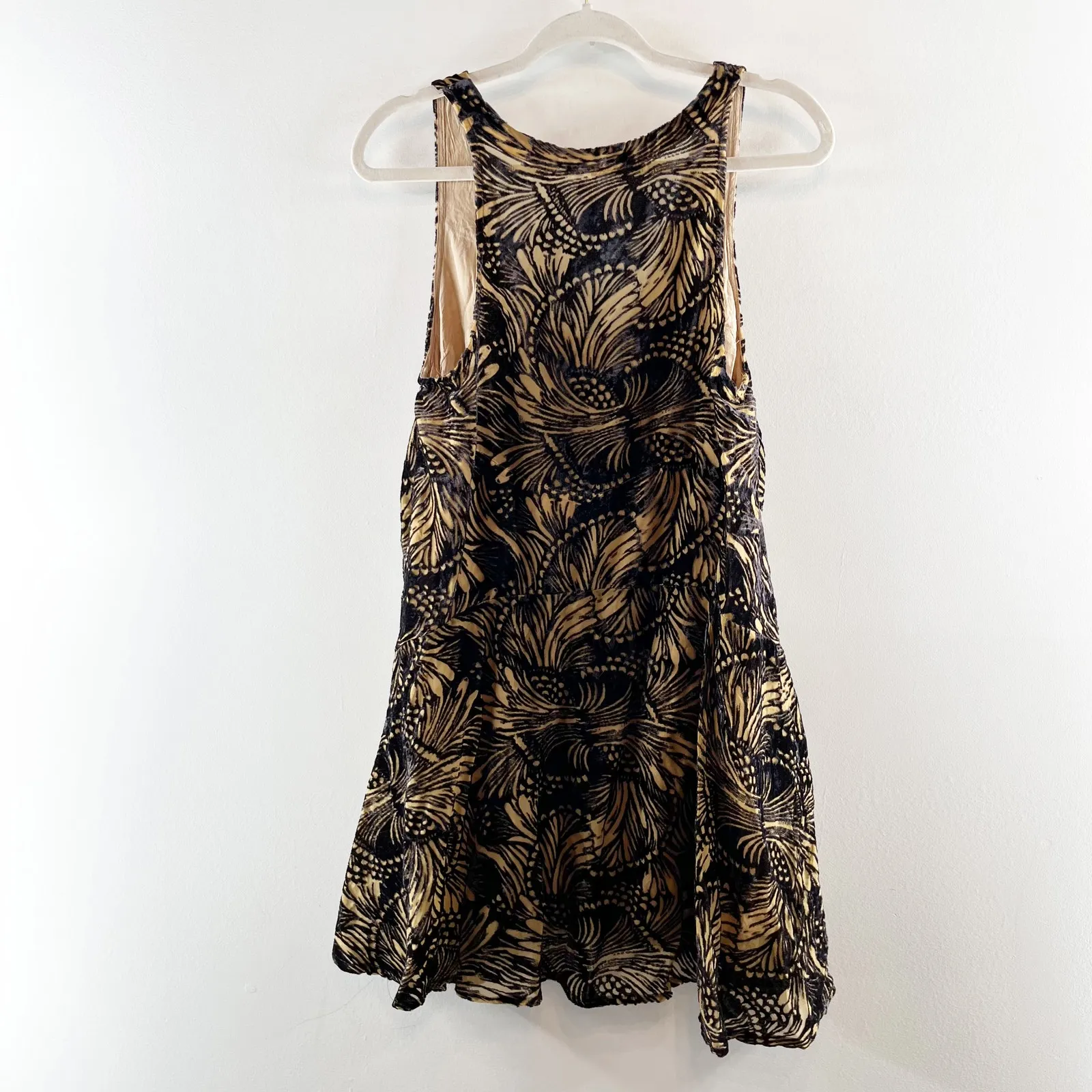 Free People Ellie Velvet Swing Ruffle Hem Mini Dress Black Medium - Image 5