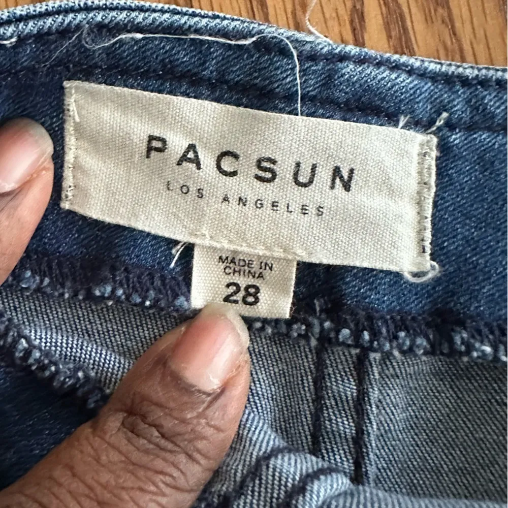 Pacsun Denim Skirt Two Tone Panel Blue Short Mini Stretch Womens Skirt Size 28 - Image 6