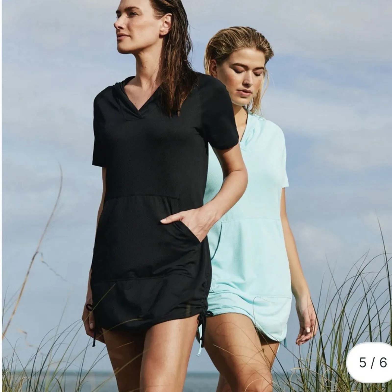 NWT Free Country Women's SunFree UPF 50 Dress Hooded Size Small Aqua Cover Up - Image 6