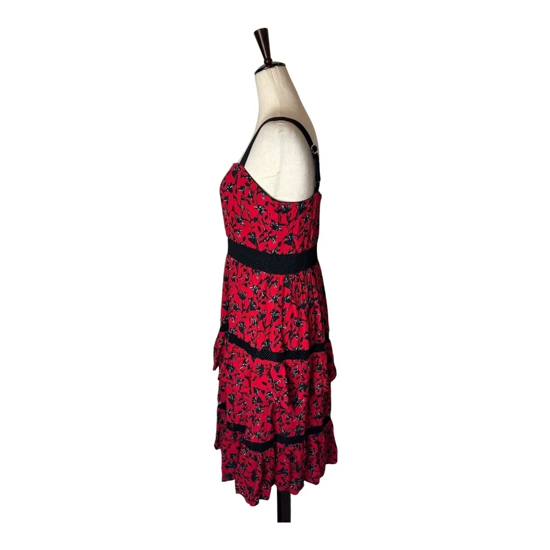 Adelyn Rae Dress Women XS Red Floral Tiered Ruffle Isabel Midi Boho Party Summer - Image 7