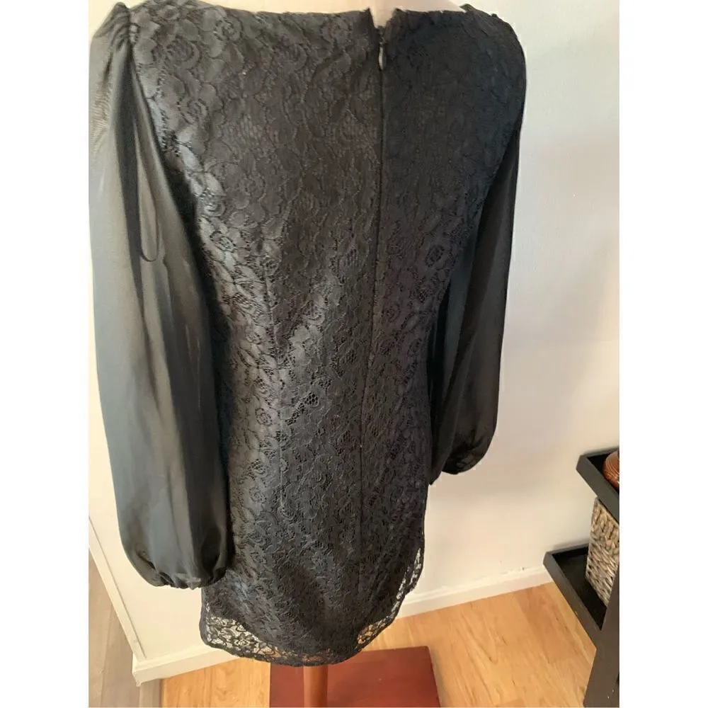 Eliza J black long sleeve lace dress size 5 short - Image 3