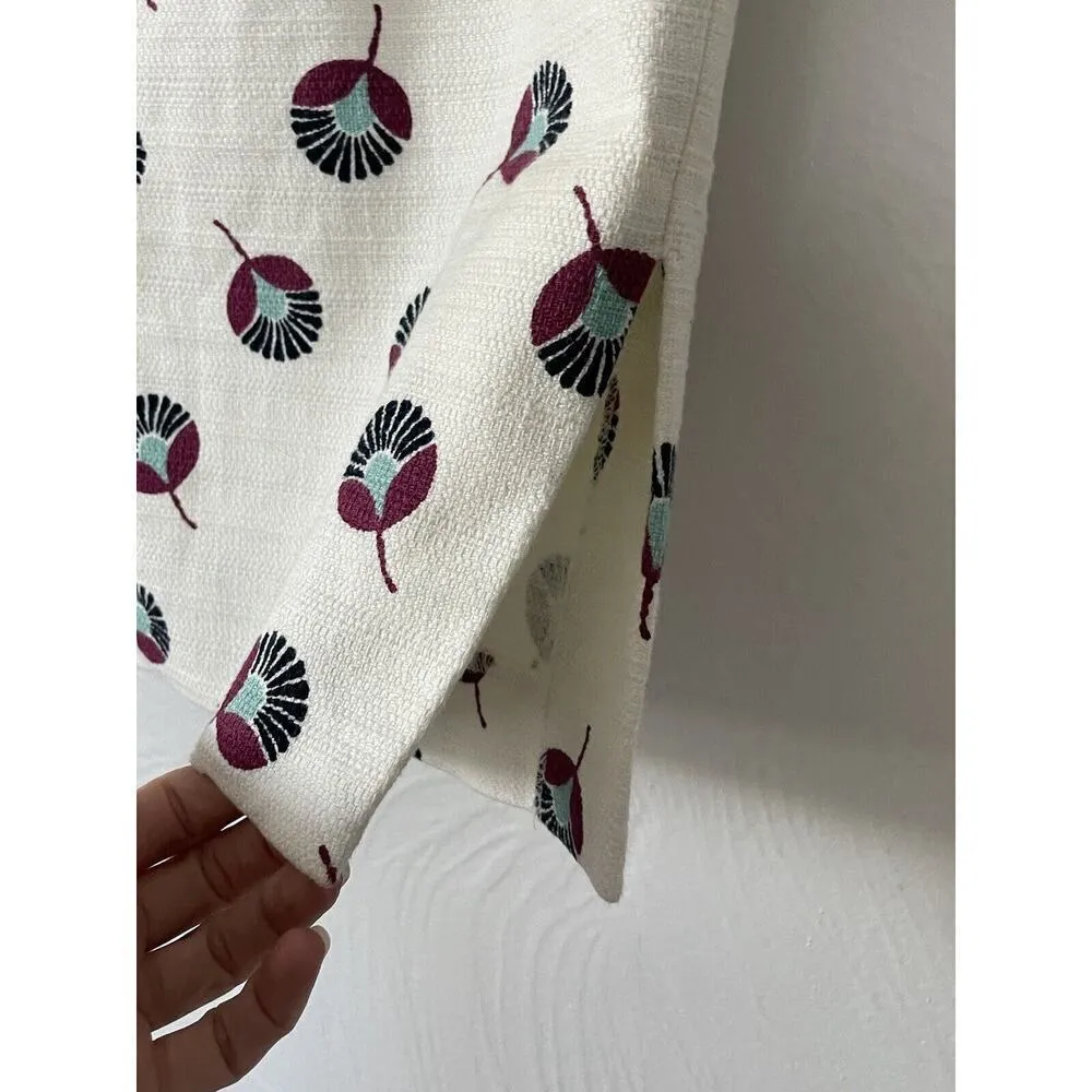 Ann Taylor‎ LOFT Women's Size 2 White Multi-Color Floral Woven Pencil Skirt - Image 6
