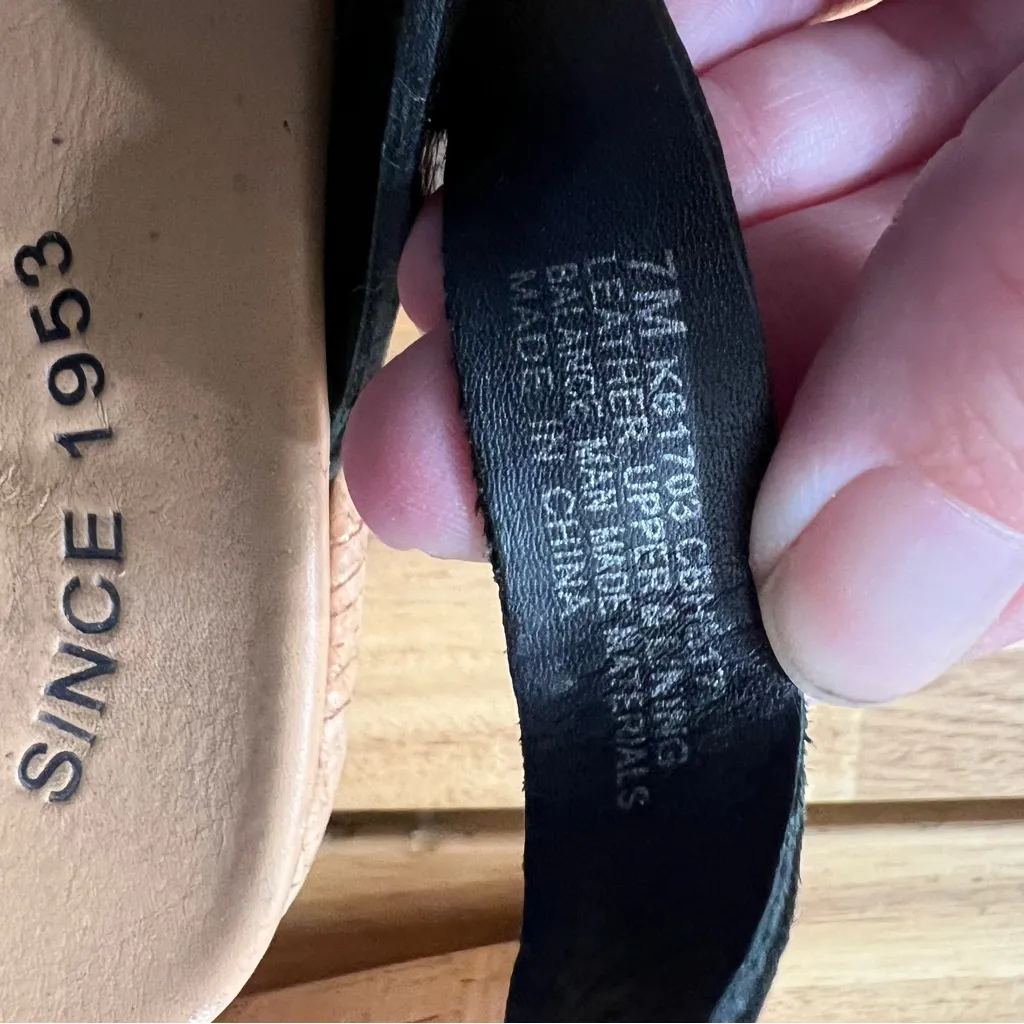 Kork-Ease Black Leather Braided Cork Wedge Sandals Size 7M - Image 8