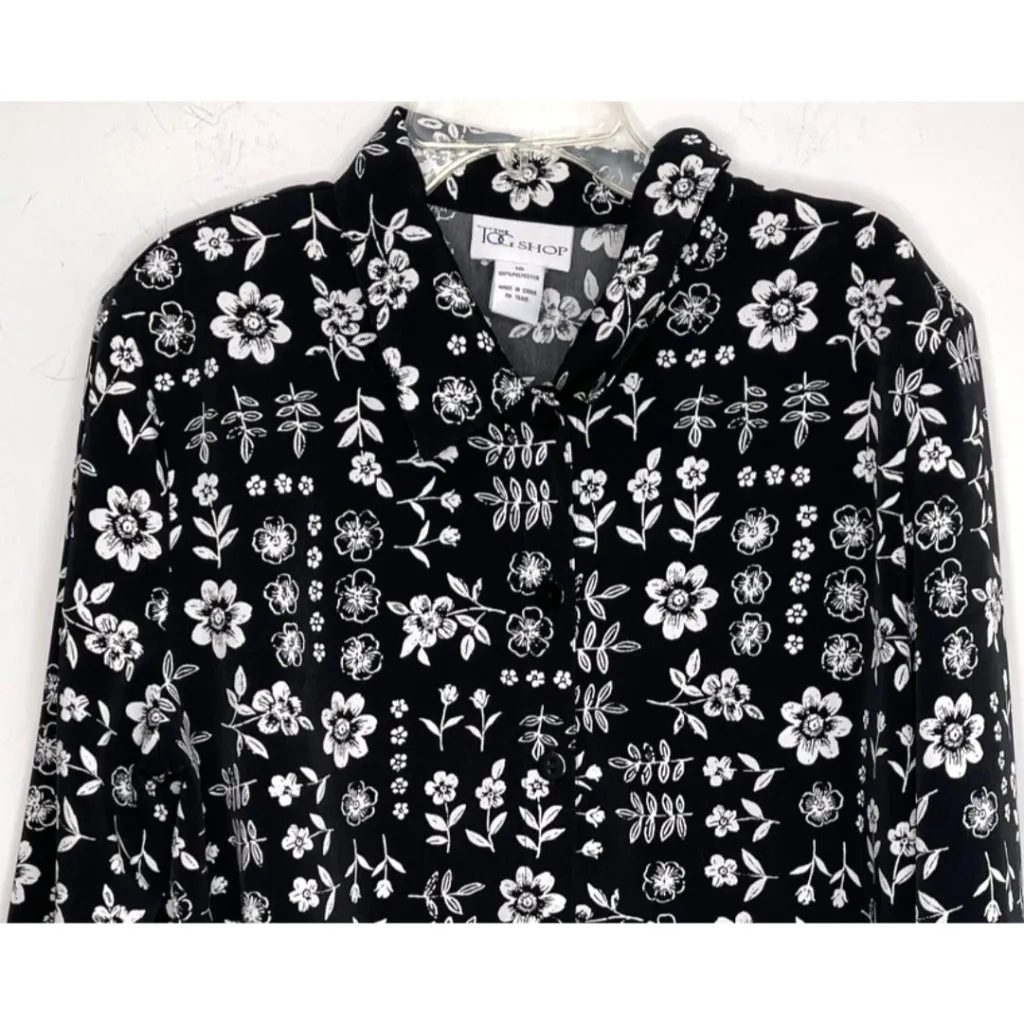 The Tog Shop Long Sleeve Shirt Floral Button Down Top Women Size 16 White - Image 3