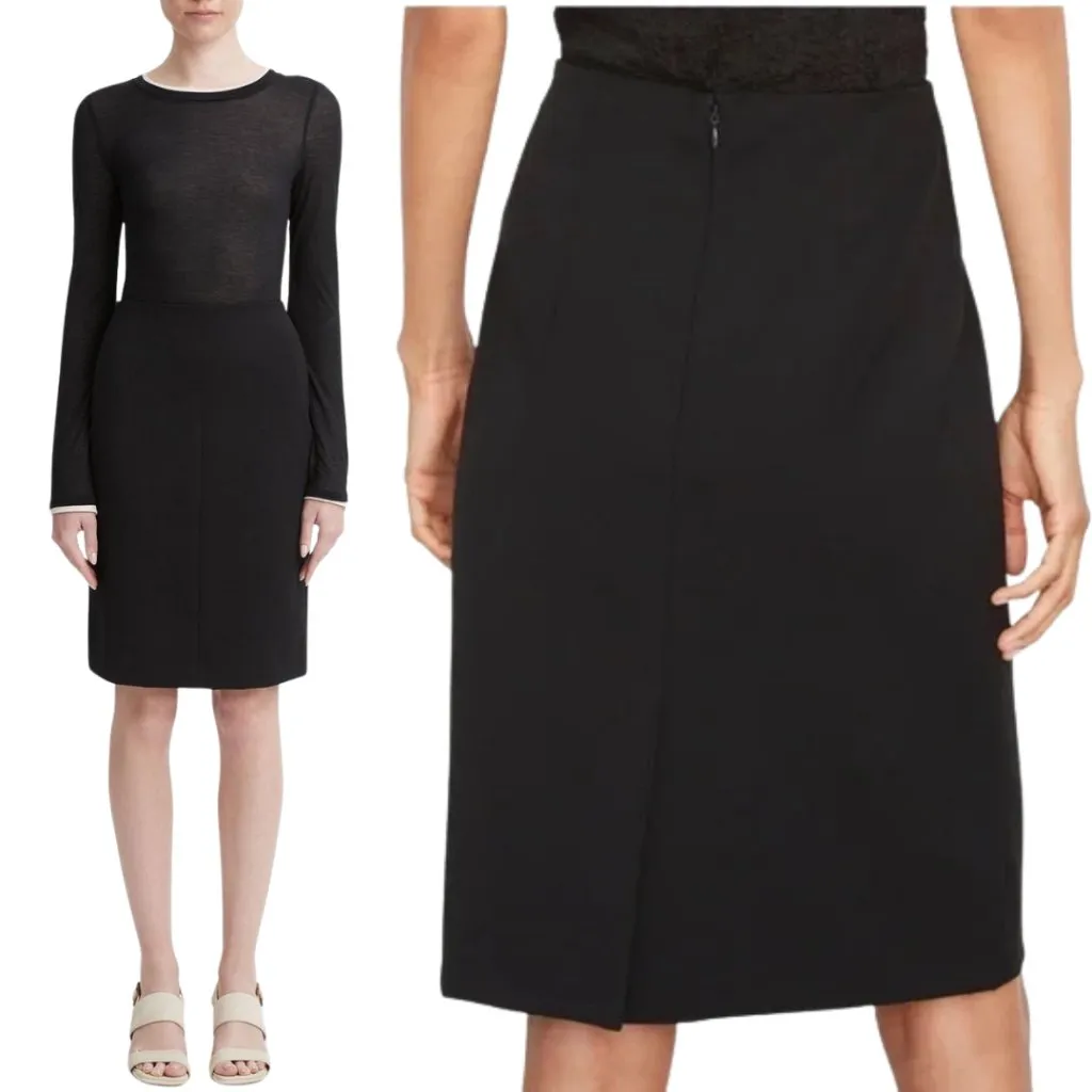 Vince Seamed Front Pencil Skirt Women's 0 Navy Blue Slit Career Minimalist NWT - Image 2